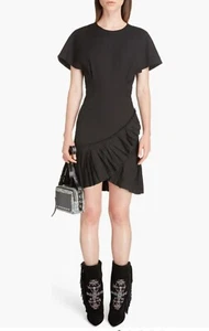 AUTHENTIC Isabel Marant Rimba Dress 42 US 10 L $1095 Designer Black Ruffled LBD - Picture 1 of 9