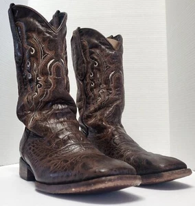 Veari Botas de Cocodrilo Vaquero Hermosas Hornback Western Rodeo 10 Costuras Marrón - Imagen 1 de 24