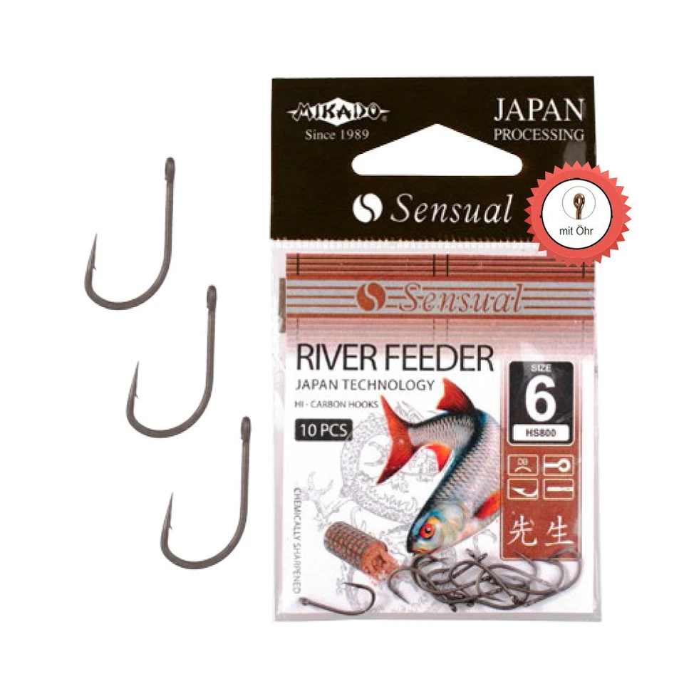 MIKADO SENSUAL RIVER FEEDER, ANGELHAKEN MIT ÖHR, FEEDERHAKEN, METHOD-FEEDER NEU