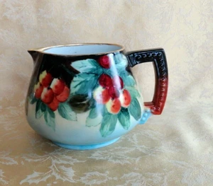 Antique Large Jean Pouyat Limoges JPL France Pitcher Fruit Pattern W/ Gold Gilt - Picture 1 of 11