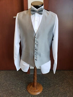 5 Button Herringbone Fullback Vest & Matching Bow Tie - 12 colors - Men's & Boys - Image 1 of 4