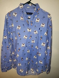 Polo Ralph Lauren Mens  AOP Polo Bear All Over Print Graphic Shirt Medium - Picture 1 of 3