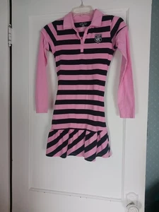 Vestido Beverly Hills Polo Club Niñas Manga Larga Rosa Y Azul Rayas MED (10-12) - Imagen 1 de 4