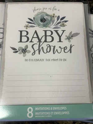 (3) Invitaciones y sobres de baby shower de 8 quilates para celebrar a la mamá -24 en total Foto 1 de 2