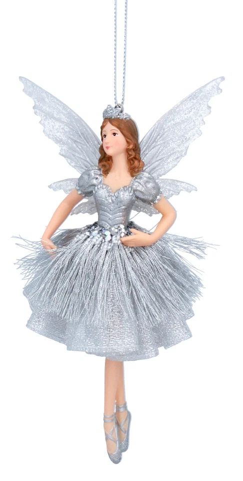 Silver Christmas Tree Decorations Gisela Graham Silver Fairy Princess Ballerina - Image 1 of 1
