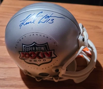 KURT WARNER signed 2000 SUPER BOWL Fiber Optic mini helmet RAMS - Image 1 of 4