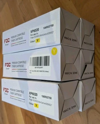 6 Yellow Toner Cartridge Xerox Phaser 6020 6022 Workcentre 6025 6027 106R02758 . - Image 1 of 4