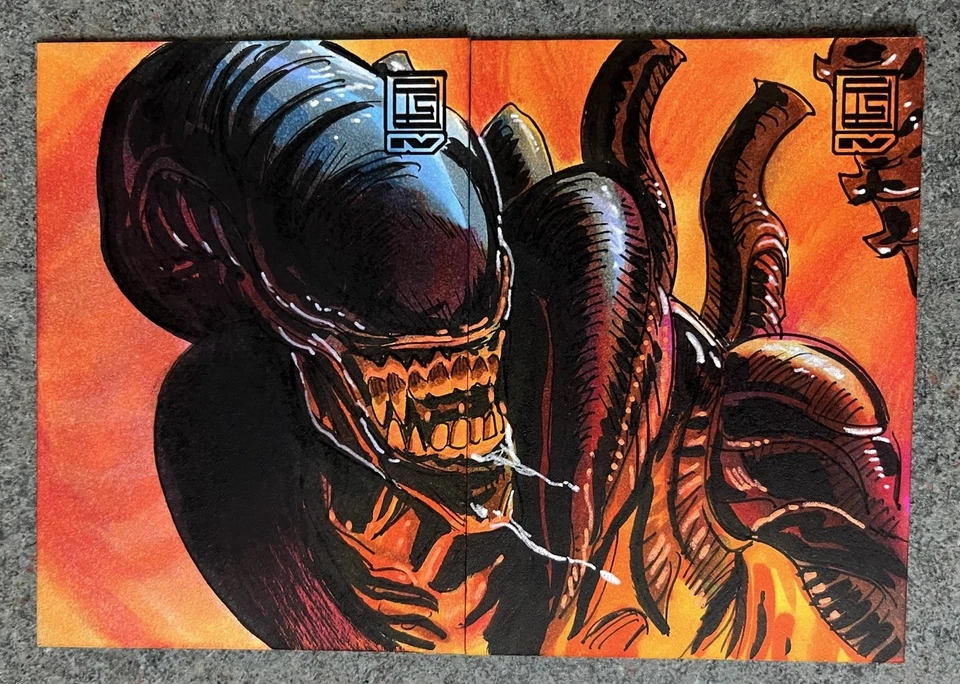Alien Xenomorph Sketch Card PSC 2 Card Puzzle Tim Shinn 1/1 - Image 1 of 1