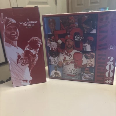 ADAM WAINWRIGHT & LOUIE St. Louis Cardinals Bobblehead & 200 Piece Puzzle NIB’s - Image 1 of 4