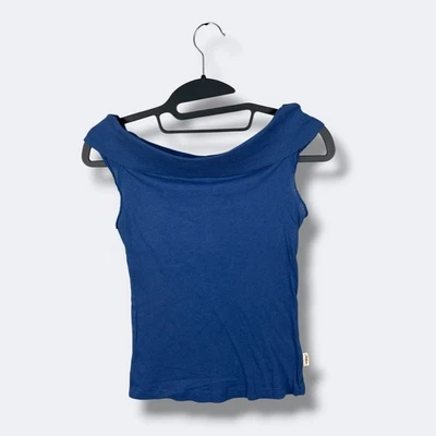 Top Y2K Hollister Fuera del Hombro Mujer M Azul Vacaciones Minimalista Retro Foto 1 de 4