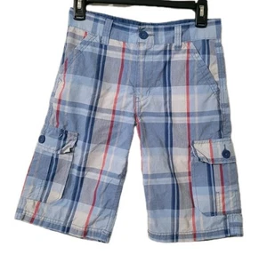 Levis Boys Regular Cargo Shorts Blue Plaid Size 12 - Picture 1 of 5