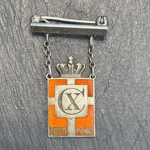 GEORG JENSEN ENAMELED BROOCH CX 1945 KINGSMARK Denmark Christian Danish WWII Z3 - Picture 1 of 14