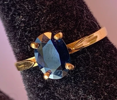 MAGNIFIQUE BAGUE OR JAUNE 18 CARATS 750  AVEC SUPERBE SAPHIR EN EXCELLENT ETAT ! - Photo 1/4