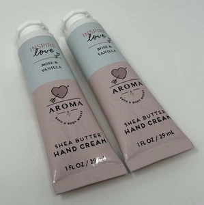 2 neue Bath & Body Works Aroma Inspire Love Rose & Vanille Mini-Handcremes 1 Oz. - Bild 1 von 3