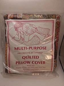 Vintage New Multi Purpose Quilted Pillow Cover NOS Standard Zipper Patchwork - Picture 1 of 5