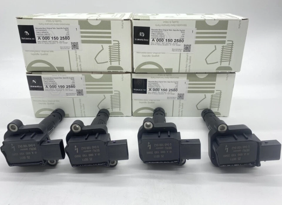 4PCS Ignition Coil Kit for A0001502580 Mercedes-Benz E200 C200 C250 SLK250 M271 Foto 1 de 4