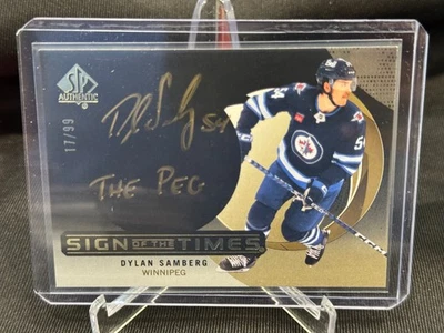 2024-25 SP Authentic Sign of the Times Black/Gold Auto Dylan Samberg #17/99 Jets - Image 1 of 2