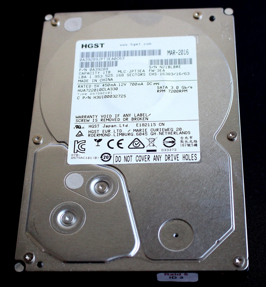 HGST HUA722010CLA330/  1 TB /  3,5"  / 7200RPM / SATA Festplatte HDD - Bild 1 von 1