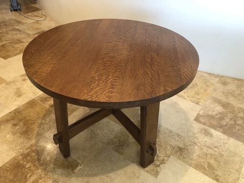 Stickley Mission Collection 42 inch Round Oak Commemorative Library Table Cover