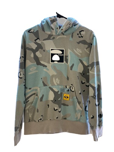 A BATHING APE (BAPE) Felpa con cappuccio mimetica AAPE By A Bathing Ape stampa scatola blu taglia small