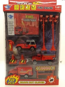 12 x 10 teiliges Feuerwehr Spiel Set Feuerwehrauto - Bild 1 von 2