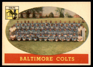 1958 Topps #1110 Colts de Baltimore CARTE ÉQUIPE avec Johnny Unitas