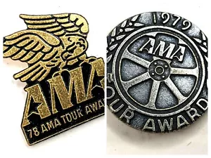 2 AMA Tour Award 1978 1979 Vintage Biker Metal Pins American Motorcycle Assn. - Picture 1 of 6