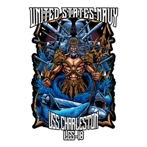 USS Charleston United States Navy King Neptune Court Shellback 3" USN Decal - Picture 1 of 1