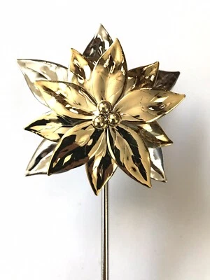 Винтажный DEPT 56 Pointsettia свечи нюхательный золотой серебряный оригинальной коробке новый из старых запасов - Изображение 1 из 4