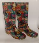 Coach Est. 1941 Multicolor Rain Garden Rubber Boots 14" Tall Size 8 Women's 