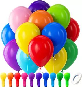 Assorted Rainbow Latex Balloons, 100 Pack 12 Inch round Helium Bright Color Ball - Picture 1 of 12