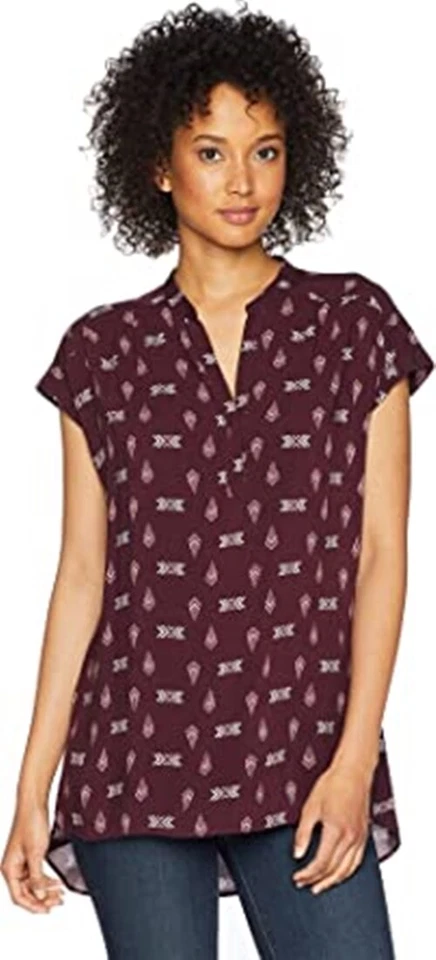 NUEVO CON ETIQUETAS $129 PENDLETON MUJER SEREPHINA MANGA GORRA TOP/BLUSA - ESTAMPADO GRANATE - MEDIANO Foto 1 de 2