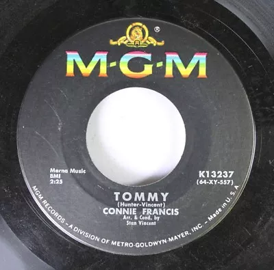Rock 45 Connie Francis - Tommy / Be Anything On M-G-M - Image 1 of 2