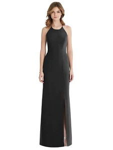 After six 1512...Criss Cross Open-Back Chiffon Trumpet Gown...Black...Sz 6 - Picture 1 of 4