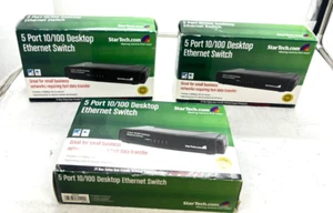 Lot of 3: StarTech Ethernet Switch 5-Port 10/100 Desktop Ethernet Switch - Picture 1 of 4