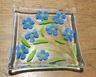 forget me nots, fused glass trinket or ring dish, soap dish
