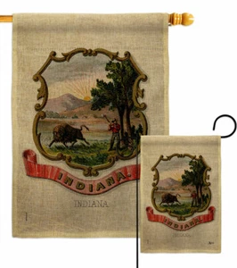 Wappen Indiana Sackleinen Garten Flagge Staaten Deko Geschenk Hof Banner - Bild 1 von 19