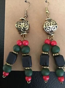 Vintage Handmade jewelry Goldstone Drop Dangle Pierced Earrings 70’s-80’s - Picture 1 of 4