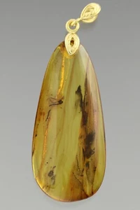 3 Fossil INSETS Genuine BALTIC AMBER Gold Plated Silver Pendant 4.6g 190925-14 - Picture 1 of 5