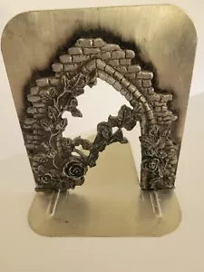 1987 Metzke Pewter Metal Rose Garden Gate Bookend ~ single only - Picture 1 of 5