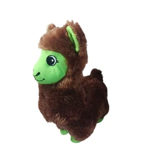 Peluche Goffa Lama Marrone Alpaca Verde Viso e Piedi Giocattolo Animale Peluche 13" Fattoria - Foto 1 di 6