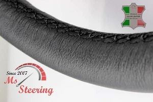 FOR GENESIS G70 19-19 BLACK LEATHER STEERING WHEEL COVER BLACK STIT - Picture 1 of 5