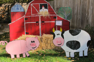 7x5ft Funny Cartoon Farm Animals Barn Cottage Vinyl Backdrop Photo Background LB