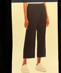 Splendid Women Wide Leg Crop Elastic Waist 85% Viscose & 15% Linen Sz M Black - Picture 1 of 4