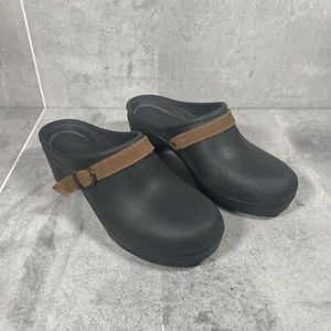 Crocs Comfort Sarah Clog/Mules Brown With Suede Leather Strap/Trim Size 8 - Picture 1 of 7