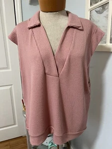 NWT Forgotten Grace Ribbed Pullover Sweater Vest sz 1X Faded Rose - Picture 1 of 5