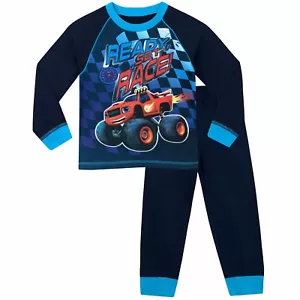Boys Blaze and the Monster Machines Pyjamas Matching PJs Nightwear Set Navy Blue - Picture 1 of 5
