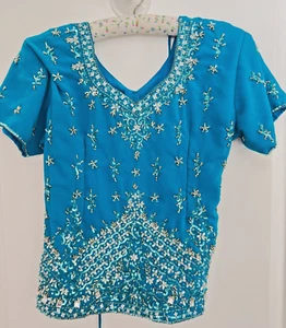 Gaaghra Choli Exotic Bollywood India Skirt Blouse Shawl Sequins - Picture 1 of 7