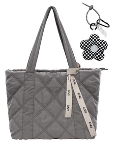 Puffer Quilted Tote Bag For Women Puffy Padded Purse With Zipper Work School Nyl - Picture 1 of 8