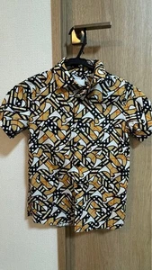 Burberry Boys Large B Logo Short Sleeve Button Down Logo Shirt Size 8 - Picture 1 of 3